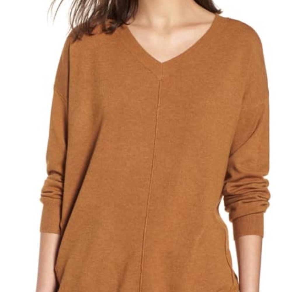 Dreamers by Debut Exposed Seam Sweater M brown